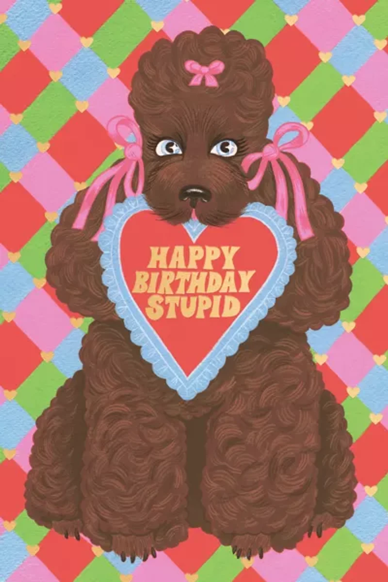 Red Cap Birthday Poodle Greeting Card
