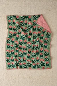 Jasmine Cotton Seed Stitch Quilted Throw Blanket