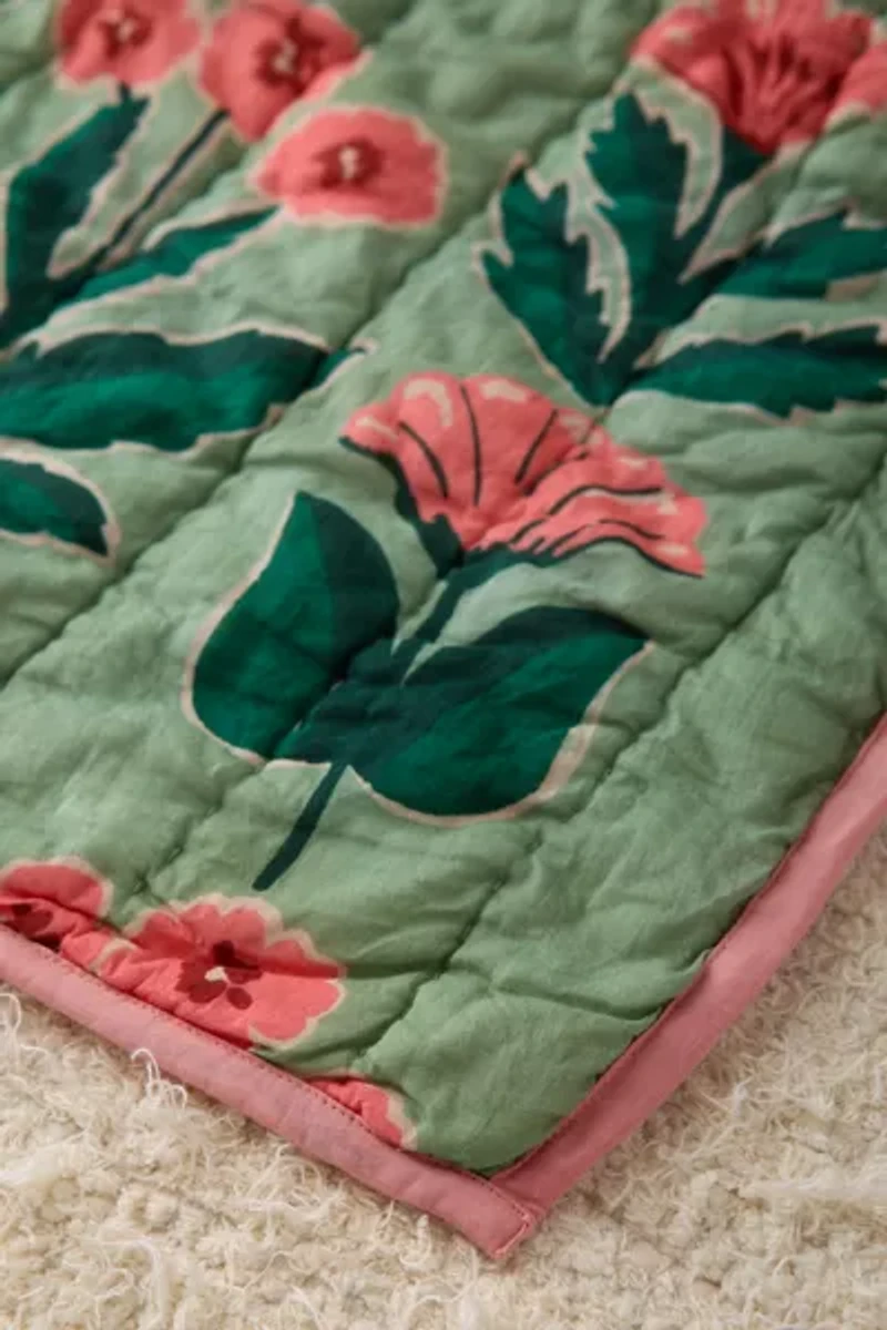 Jasmine Cotton Seed Stitch Quilted Throw Blanket