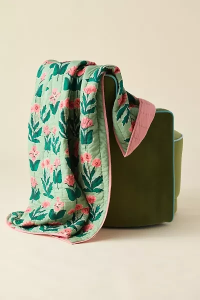 Jasmine Cotton Seed Stitch Quilted Throw Blanket