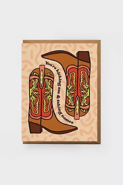 Boss Dotty Kicking Ass Cowboy Greeting Card