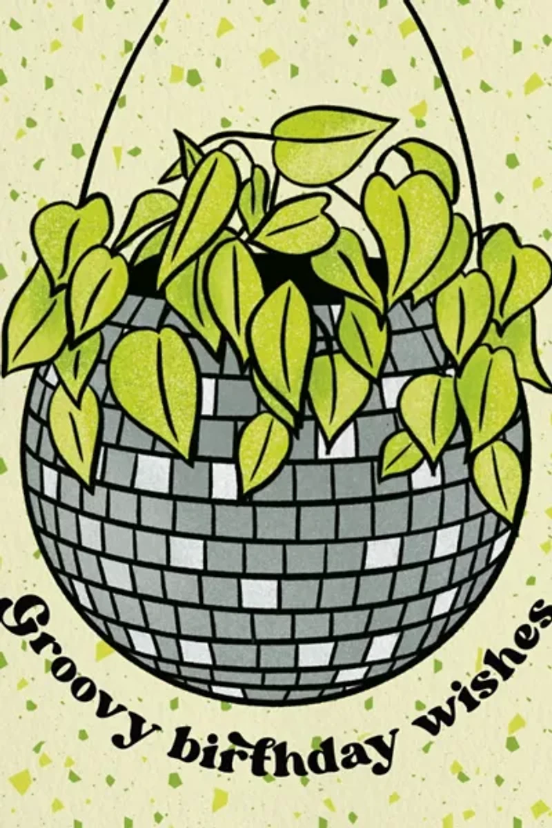 Boss Dotty Disco Planter Birthday Card