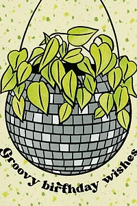 Boss Dotty Disco Planter Birthday Card