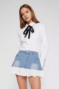 Kimchi Blue Jenny Ruffle Denim Mini Skirt