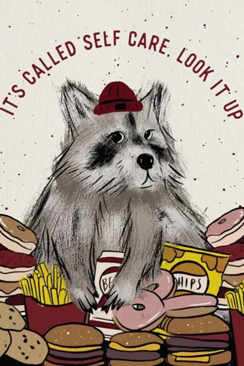 Boss Dotty Self Care Raccoon Greeting Card