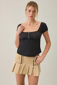 BDG Brittney Square Neck Henley Babydoll Tee