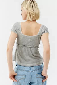 BDG Brittney Square Neck Henley Babydoll Tee