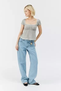 BDG Brittney Square Neck Henley Babydoll Tee