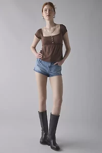 BDG Brittney Square Neck Henley Babydoll Tee