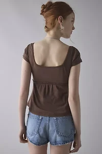 BDG Brittney Square Neck Henley Babydoll Tee