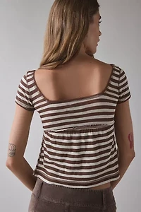 BDG Brittney Square Neck Henley Babydoll Tee