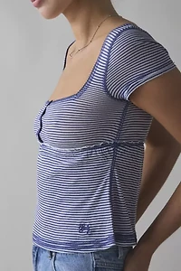 BDG Brittney Square Neck Henley Babydoll Tee