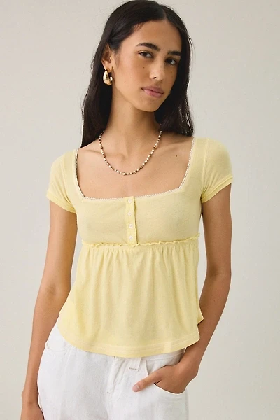 BDG Brittney Square Neck Henley Babydoll Tee