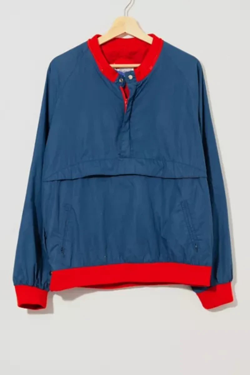 Vintage 1980s Distressed Two Tone Pullover Windbreaker Jacket