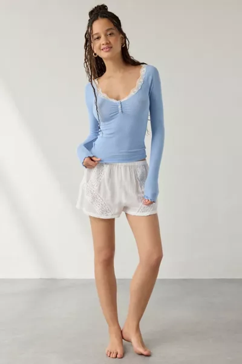 Out From Under Diana Layering Lace-Trim Henley Top