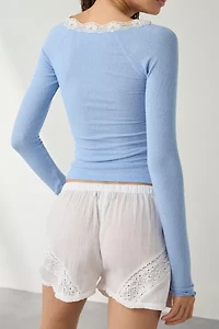 Out From Under Diana Layering Lace-Trim Henley Top