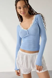 Out From Under Diana Layering Lace-Trim Henley Top