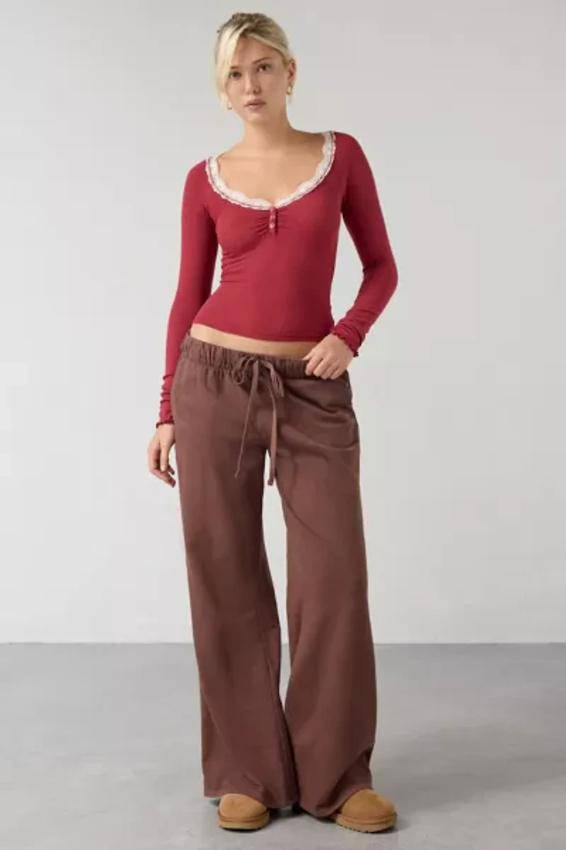 Out From Under Diana Layering Lace-Trim Henley Top