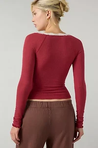 Out From Under Diana Layering Lace-Trim Henley Top