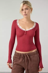 Out From Under Diana Layering Lace-Trim Henley Top