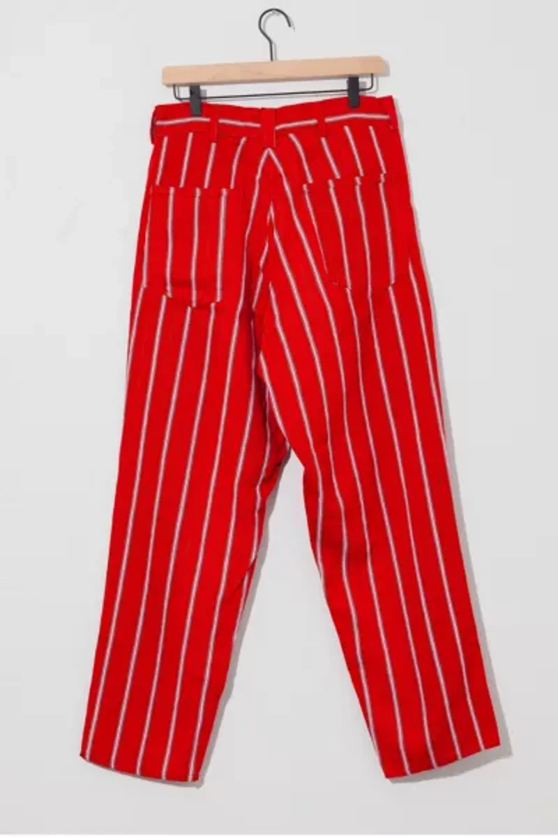 Vintage 1980s Hand Sewn Red Stripe Cotton Jeans