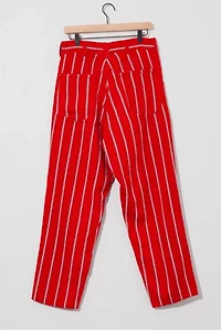 Vintage 1980s Hand Sewn Red Stripe Cotton Jeans