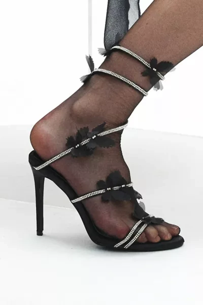 Azalea Wang Aryana Rhinestone Ankle Wrap Sandal