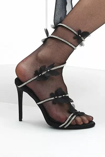 Azalea Wang Aryana Rhinestone Ankle Wrap Sandal