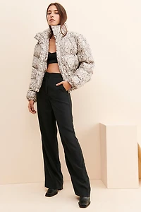 En Saison Snakeskin Printed Puffer