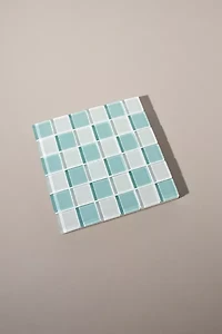 Subtle Art Studios Square Checkered Glass Tile Tray