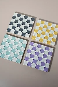 Subtle Art Studios Square Checkered Glass Tile Tray
