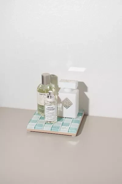 Subtle Art Studios Square Checkered Glass Tile Tray