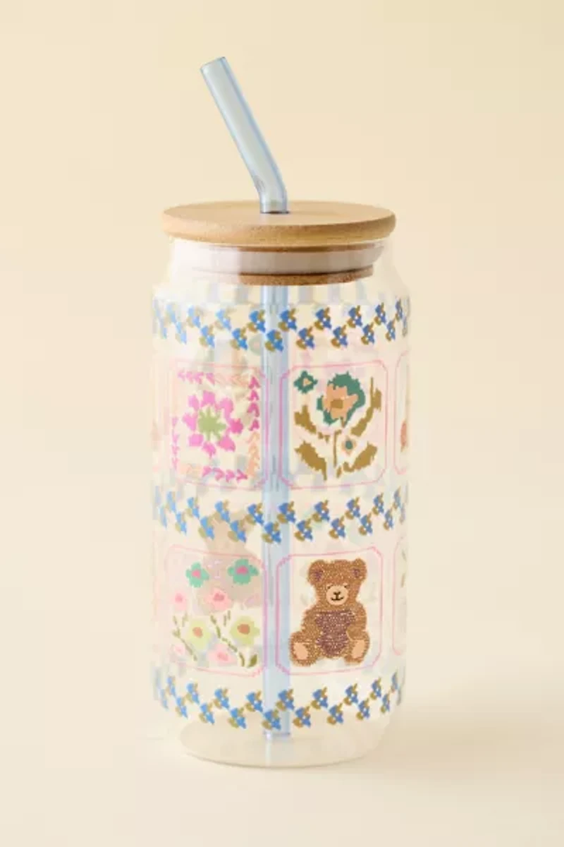 Classic Patterned To-Go Glass Tumbler