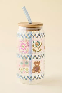 Classic Patterned To-Go Glass Tumbler