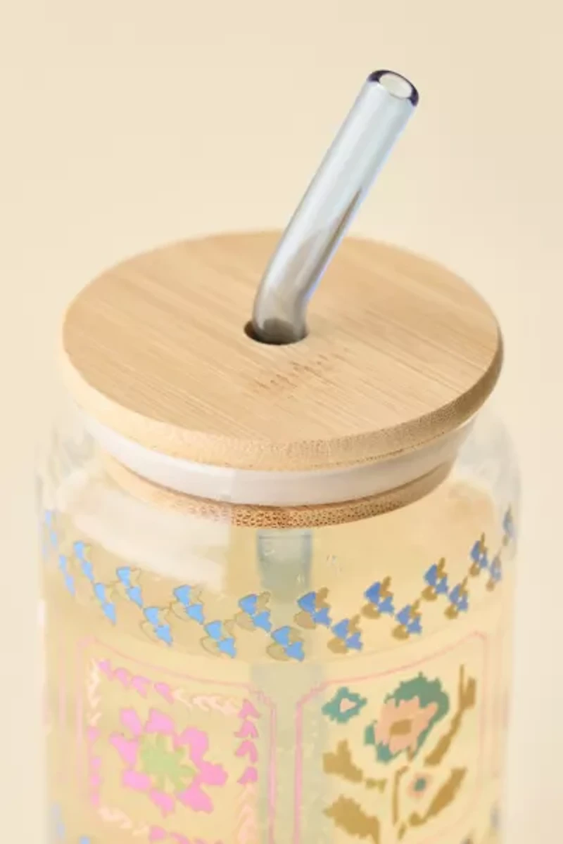 Classic Patterned To-Go Glass Tumbler