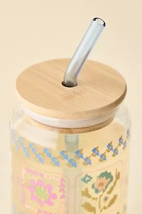 Classic Patterned To-Go Glass Tumbler