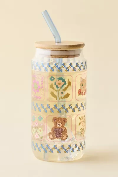 Classic Patterned To-Go Glass Tumbler