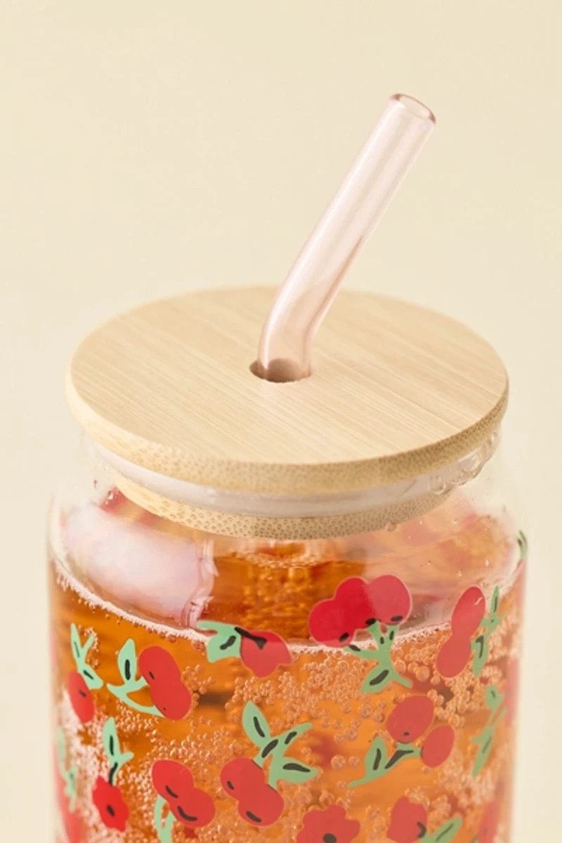 Classic Patterned To-Go Glass Tumbler
