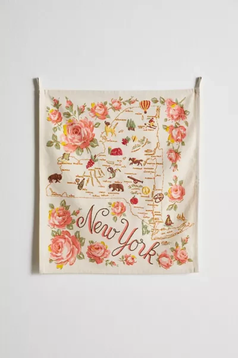 Embroidered Map Tapestry