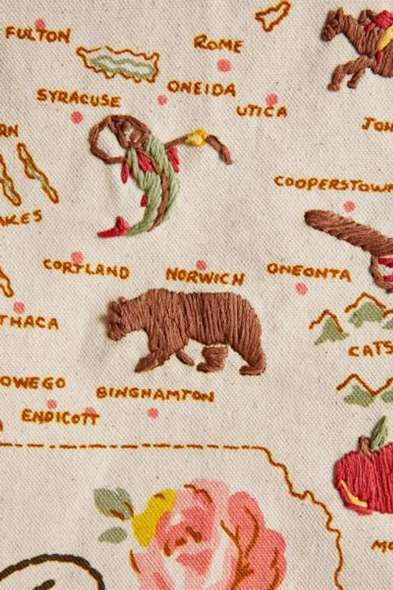 Embroidered Map Tapestry