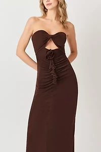 Amy Lynn Strapless Rose Ruffle Maxi Dress