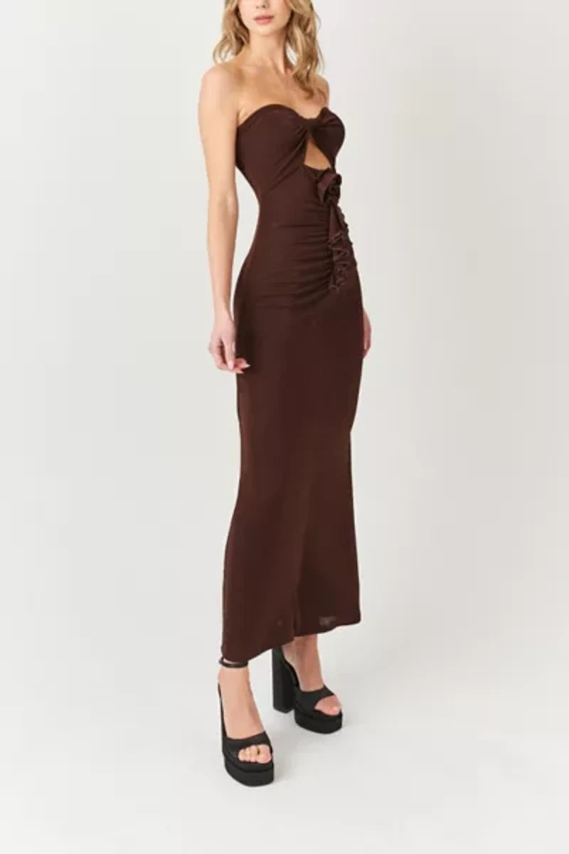 Amy Lynn Strapless Rose Ruffle Maxi Dress