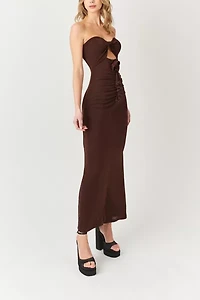 Amy Lynn Strapless Rose Ruffle Maxi Dress