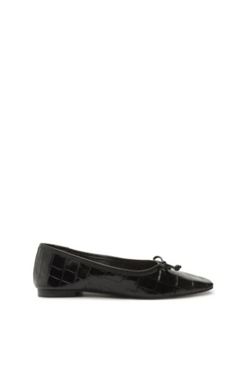 Schutz Arissa Leather Croc Ballet Flat