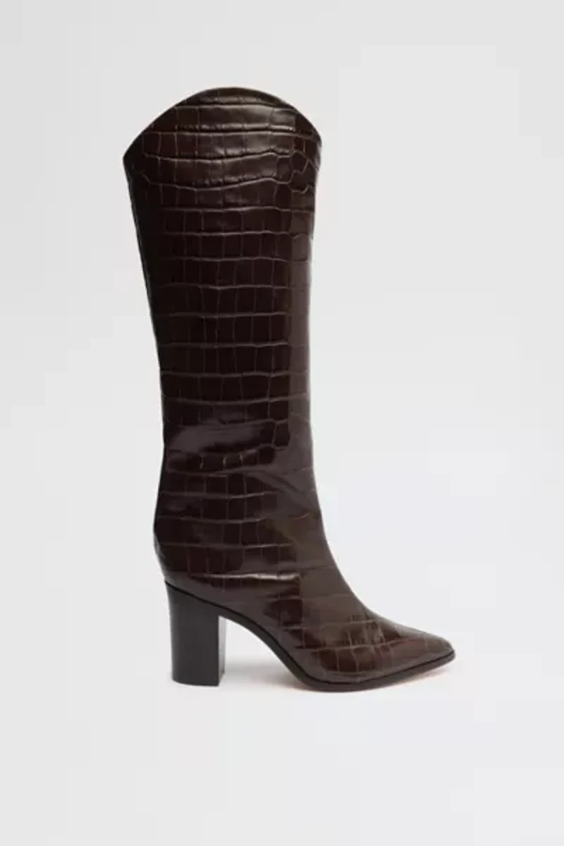 Schutz Maryana Leather Knee-High Croc Boot