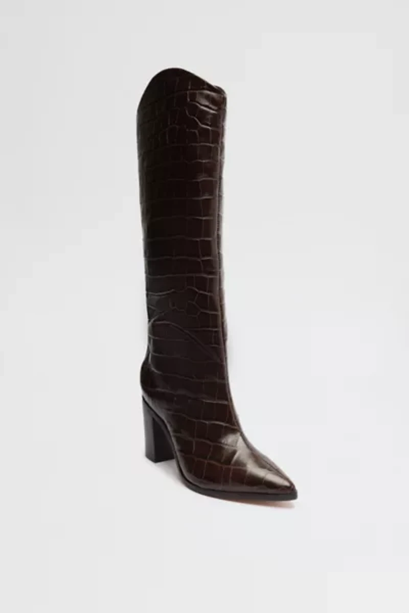 Schutz Maryana Leather Knee-High Croc Boot