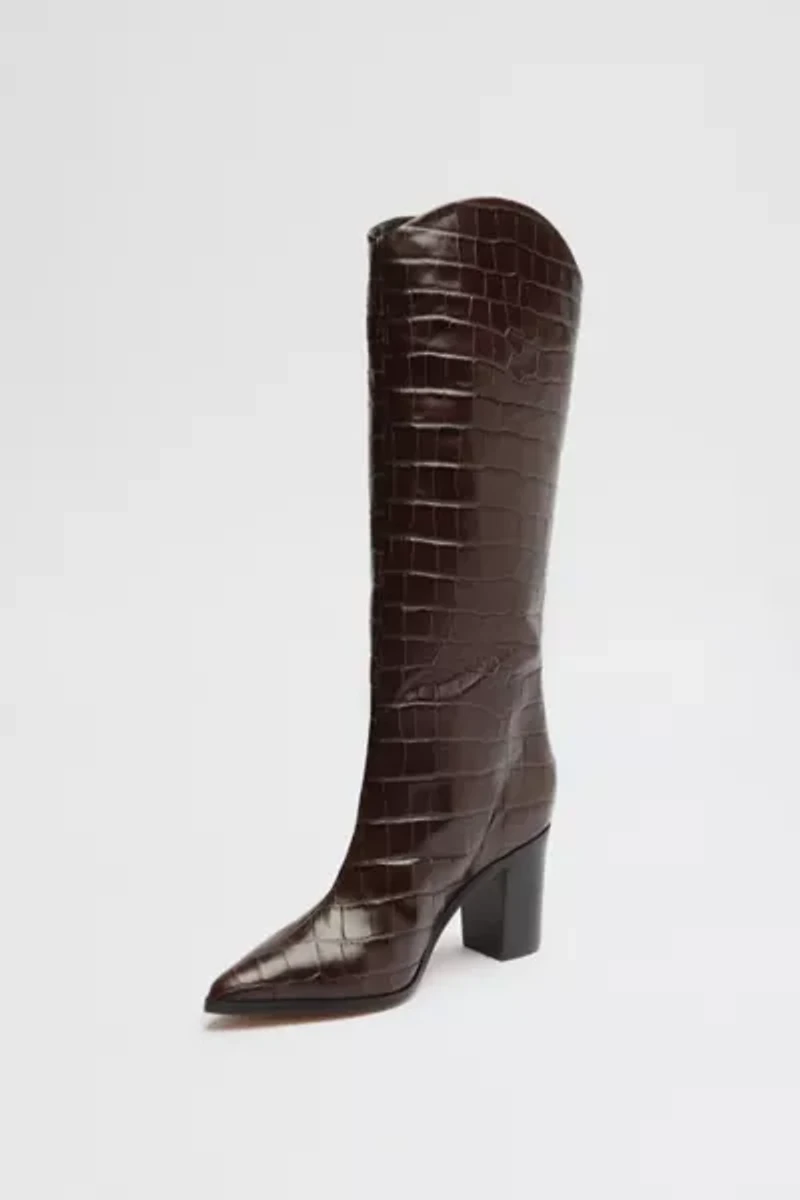 Schutz Maryana Leather Knee-High Croc Boot