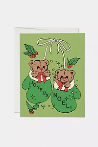 Red Cap Mitten Bears Holiday Greeting Card