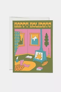 Red Cap Fireside Holiday Greeting Card