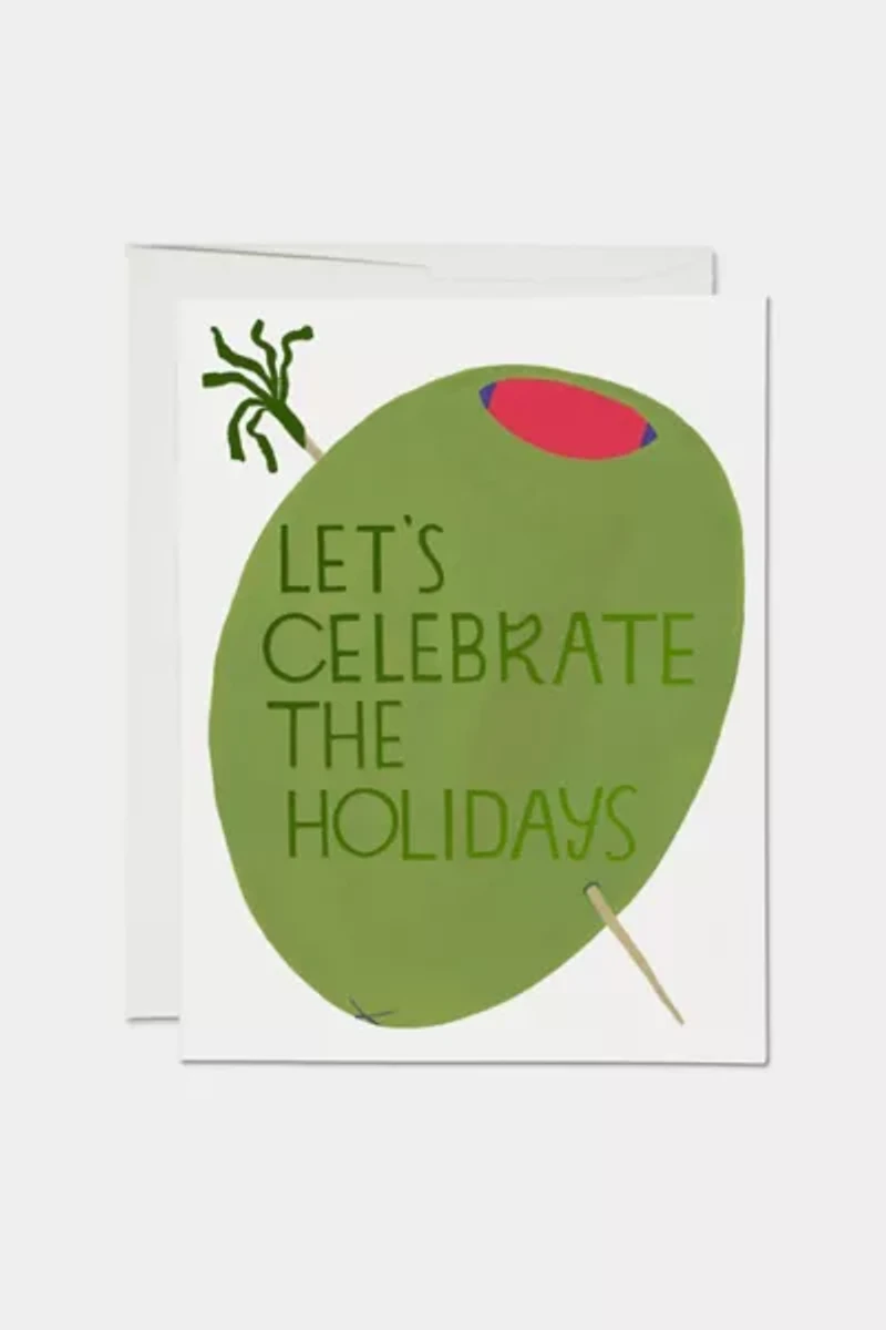 Red Cap Olive Holiday Greeting Card